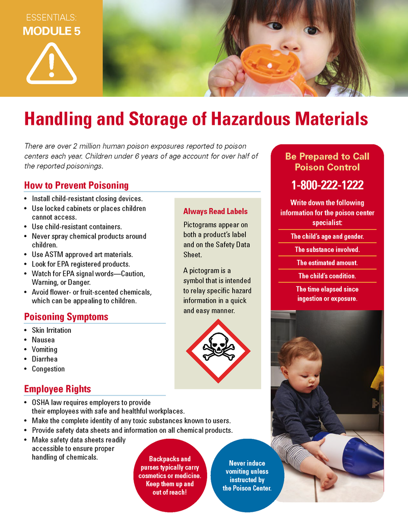 Handling and Storage of Hazardous Materials - Essentials Child Care image number 0