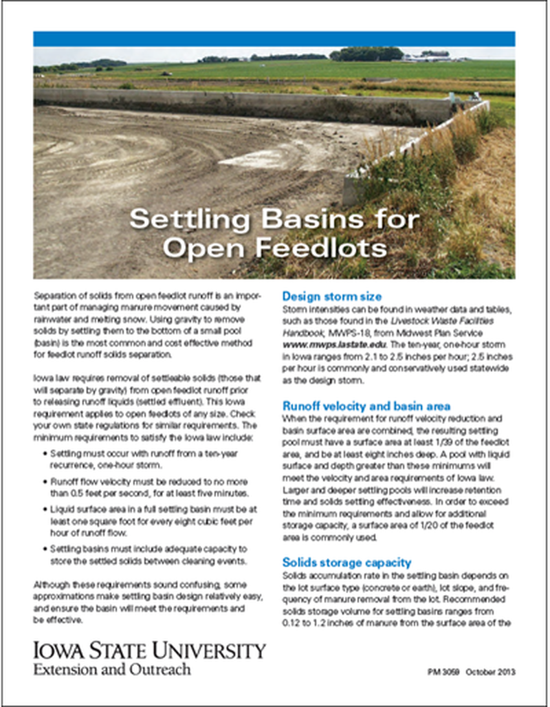 Settling Basins for Open Feedlots image number 0