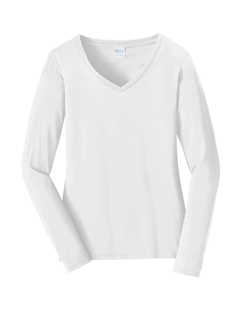 Master Gardener - Port & Company Ladies Long Sleeve Fan Favorite V-Neck Tee White XL image number 5
