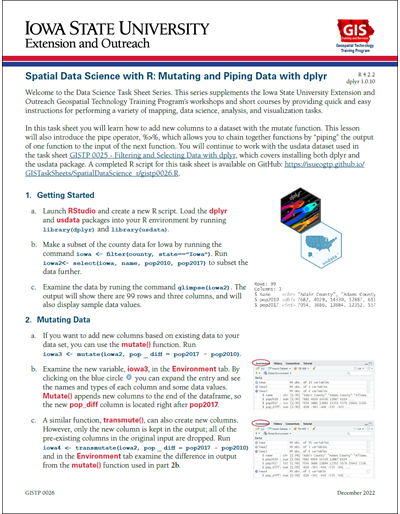 Spatial Data Science with R: Mutating and Piping Data with dplyr
