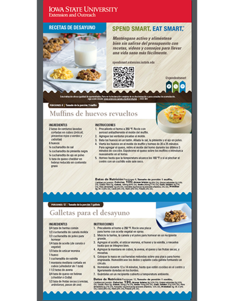 Breakfast Recipe Cards - Spend Smart. Eat Smart. image number 1