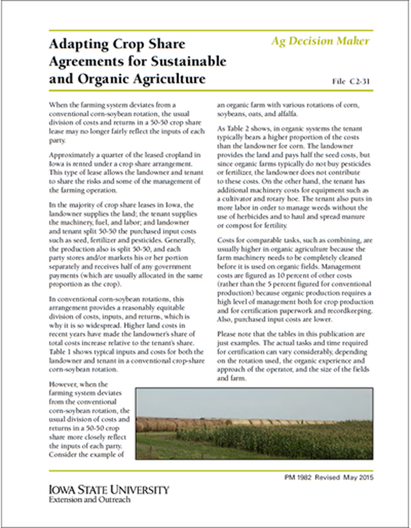 Adapting Crop Share Agreements for Sustainable and Organic Agriculture image number 0