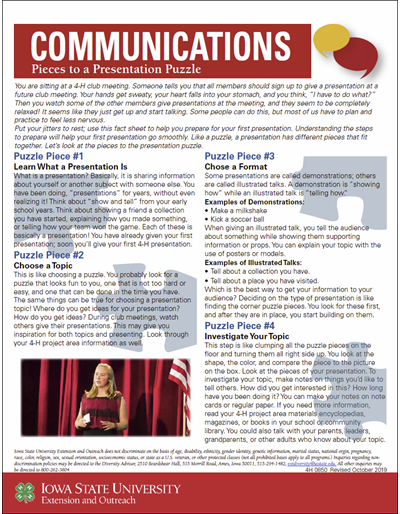 Communications: Pieces to a Presentation Puzzle