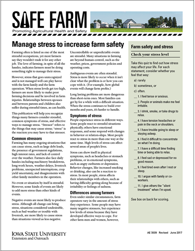 Manage stress to increase farm safety -- Safe Farm