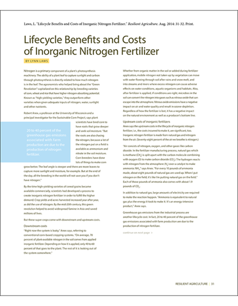 Lifecycle Benefits and Costs of Inorganic Nitrogen Fertilizer image number 0