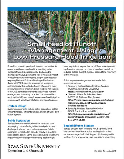 Small Feedlot Runoff Management Using Low-Pressure Flood Irrigation