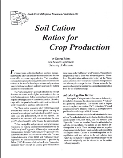 Soil Cation Ratios for Crop Production