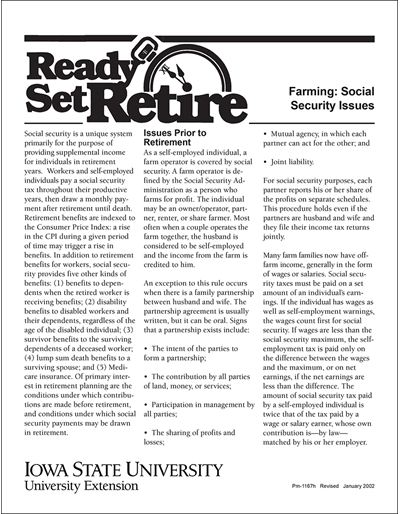 Farming: Social Security Issues - Ready, Set, Retire