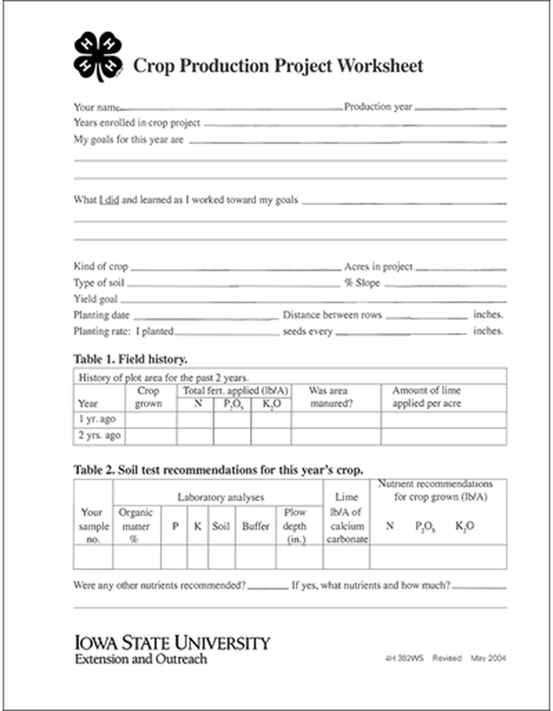 Crop Production Project Worksheet image number 0