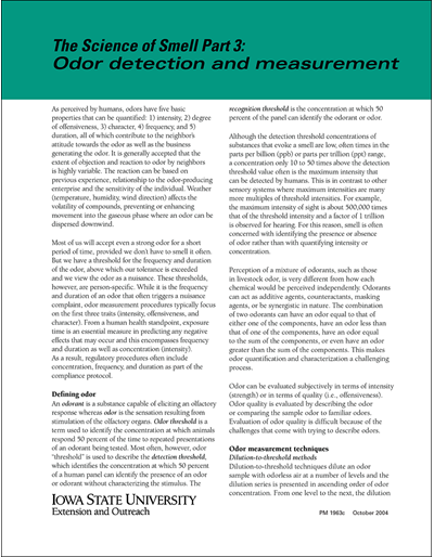 Odor Detection and Measurement -- The Science of Smell Part 3