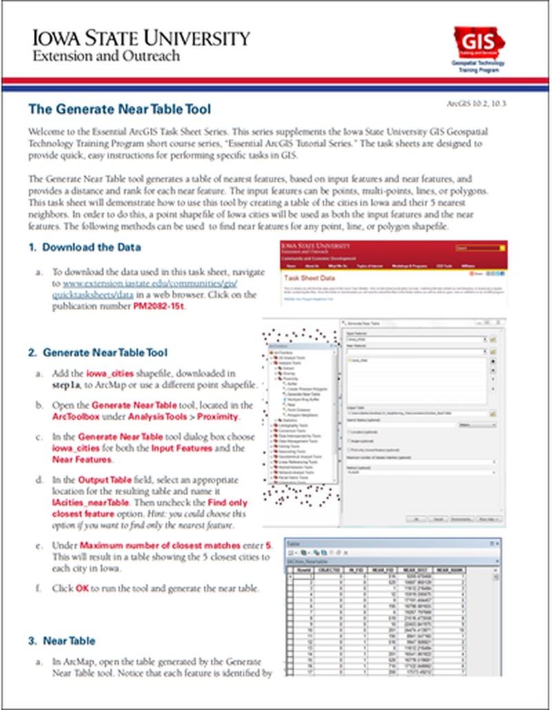 The Generate Near Table Tool image number 0