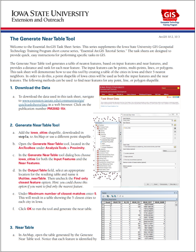 The Generate Near Table Tool