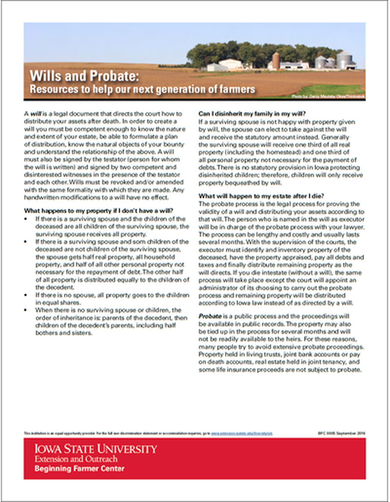 Wills and Probate: Resources to help our next generation of farmers - Beginning Farmer Center image number 0