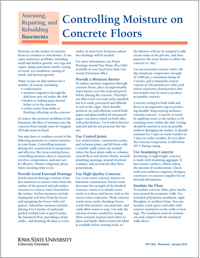 Controlling Moisture on Concrete Floors - Assessing, Repairing, and Rebuilding Basements