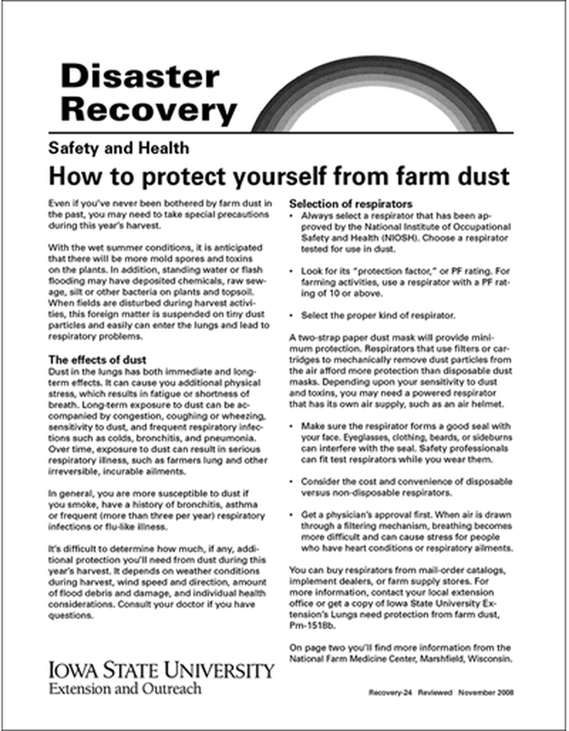Safety and Health: How to Protect Yourself from Farm Dust - Disaster Recovery Series image number 0