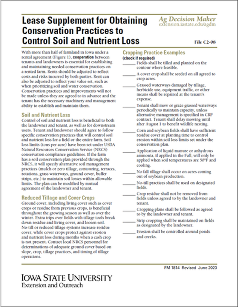 Lease Supplement for Obtaining Conservation Practices to Control Soil and Nutrient Loss image number 0