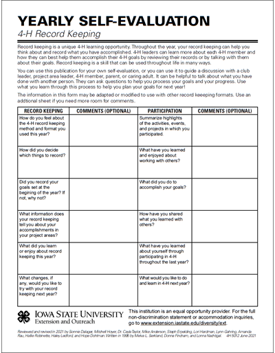 Yearly Self-Evaluation -- Record Keeping
