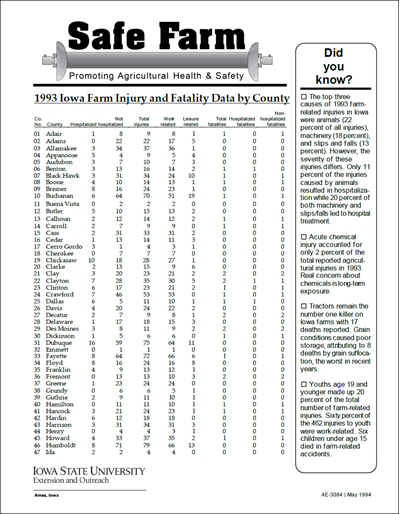 1993 Iowa Farm Injury and Fatality Data by County - Safe Farm