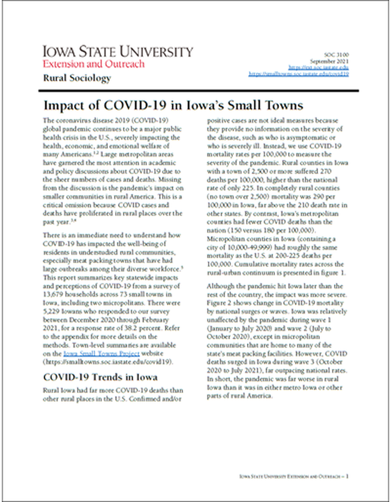 Impact of COVID-19 in Iowa's Small Towns image number 0
