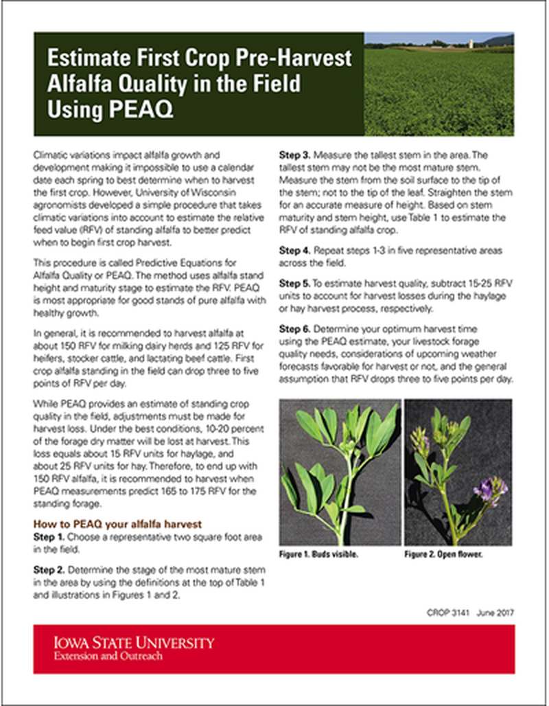 Estimate First Crop Pre-Harvest Alfalfa Quality in the Field Using PEAQ image number 0
