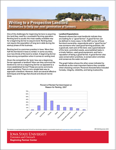 Writing to a Prospective Landlord: Resources to help our next generation of farmers - Beginning Farmer Center