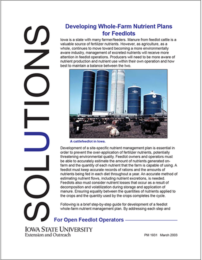 Solutions For Open Feedlot Operators: Developing Whole-Farm Nutrient Plans for Feedlots image number 0