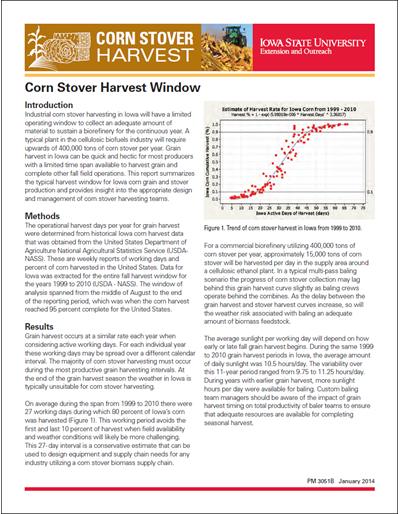 Corn Stover Harvest Window