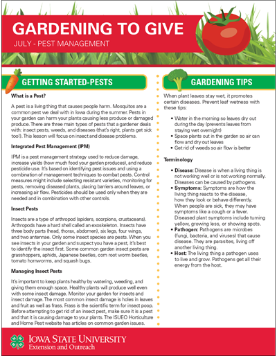 July Pest Management -- Gardening to Give