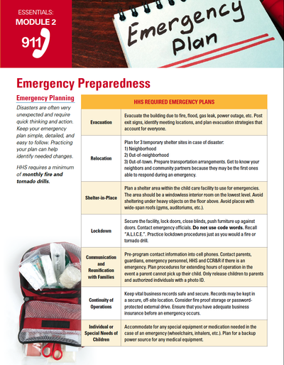 Emergency Preparedness - Essentials Child Care