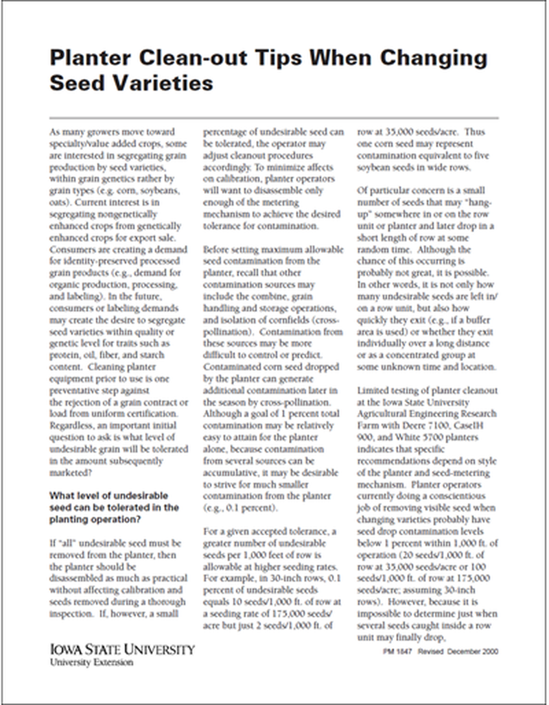 Planter Clean-out Tips When Changing Seed Varieties image number 1
