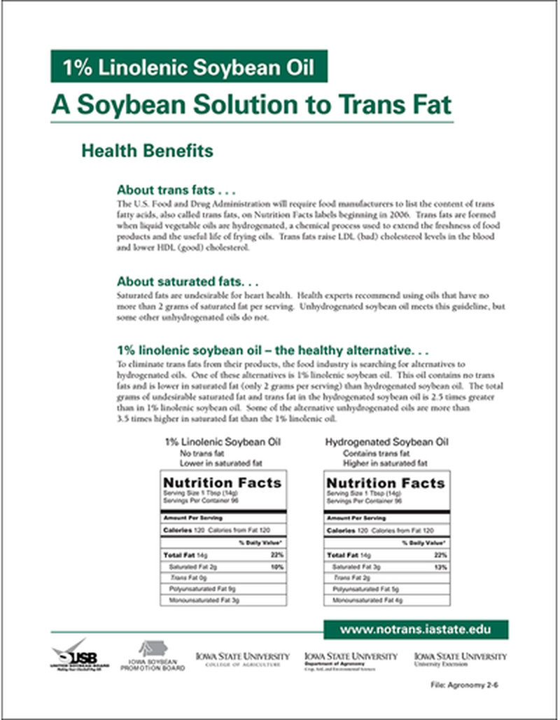 1% Linolenic Soybean Oil, A Soybean Solution to Trans Fat image number 0