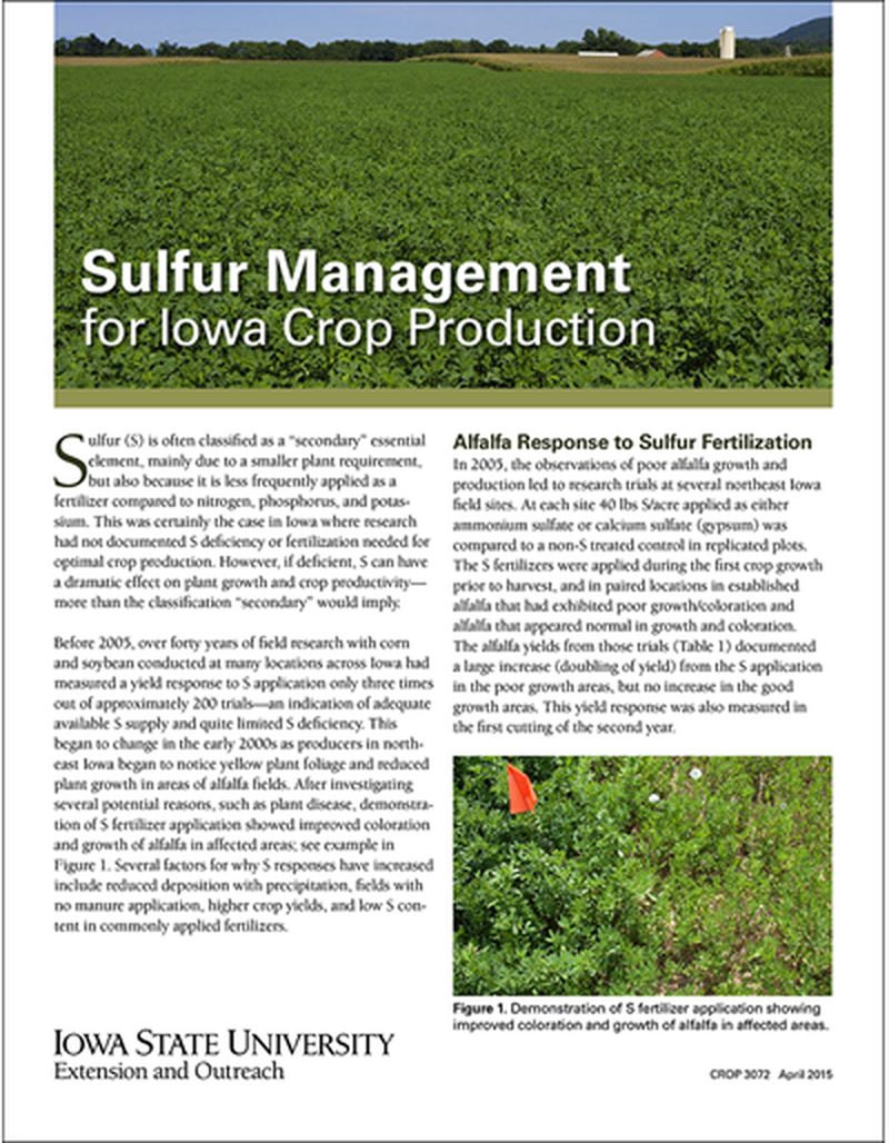 Sulfur Management for Iowa Crop Production image number 0