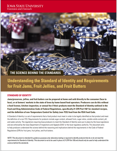 Understanding the Standard of Identity and Requirements for Fruit Jams, Fruit Jellies, and Fruit Butters - The Science Behind the Standards
