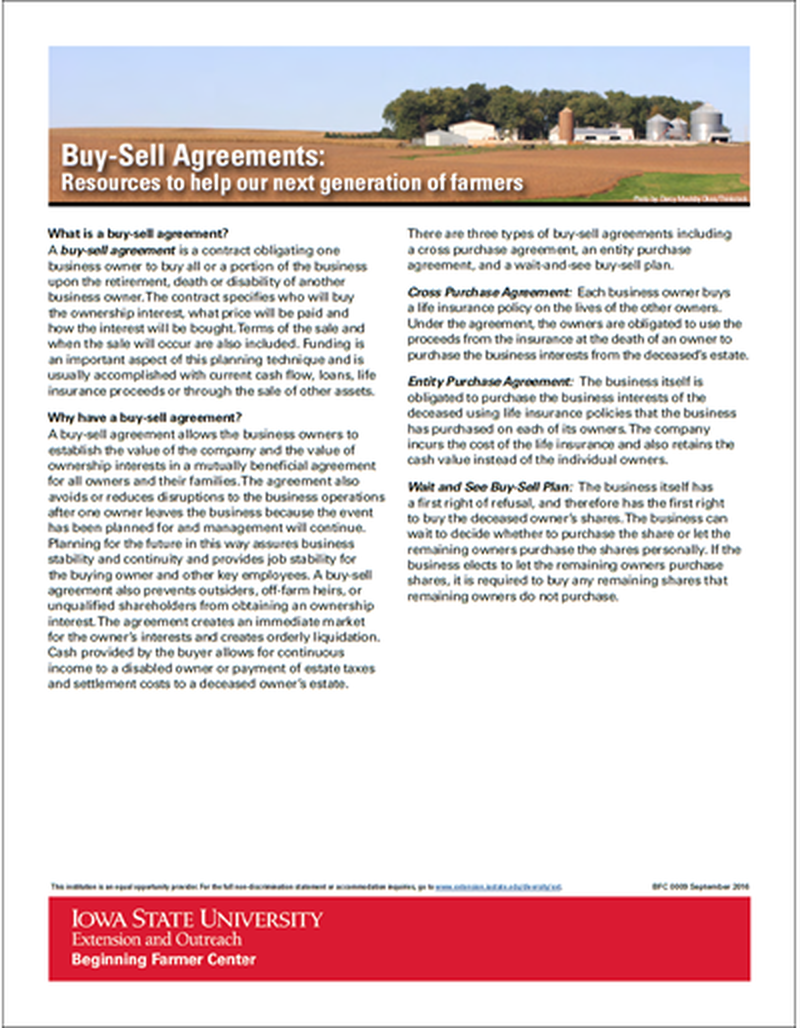 Buy-Sell Agreements: Resources to help our next generation of farmers - Beginning Farmer Center image number 0