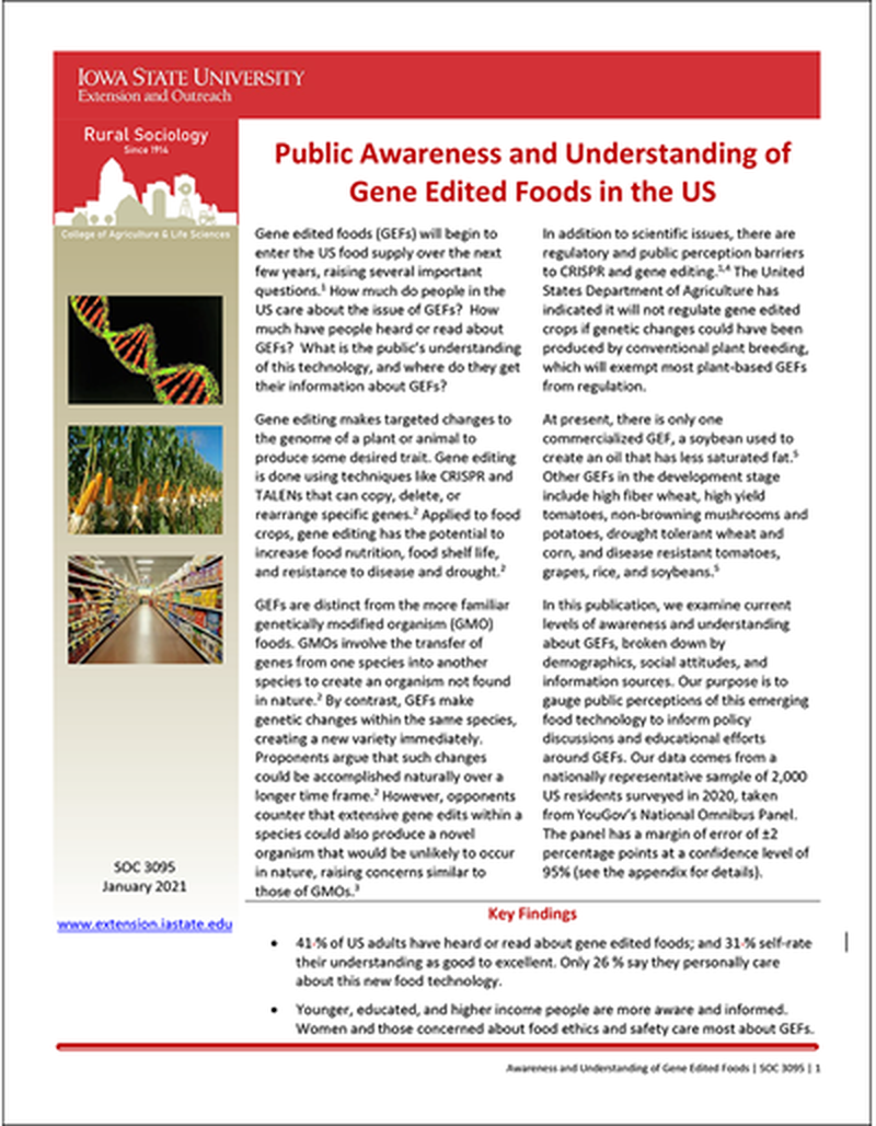 Public Awareness and Understanding of Gene Edited Foods in the US image number 0