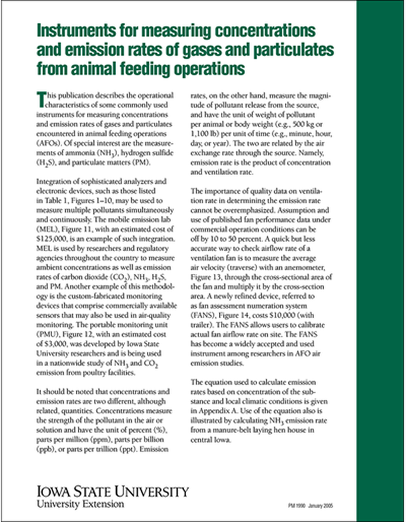 Instruments for Measuring Concentrations and Emission Rates of Gases and Particulates From Animal Feeding Operations image number 0