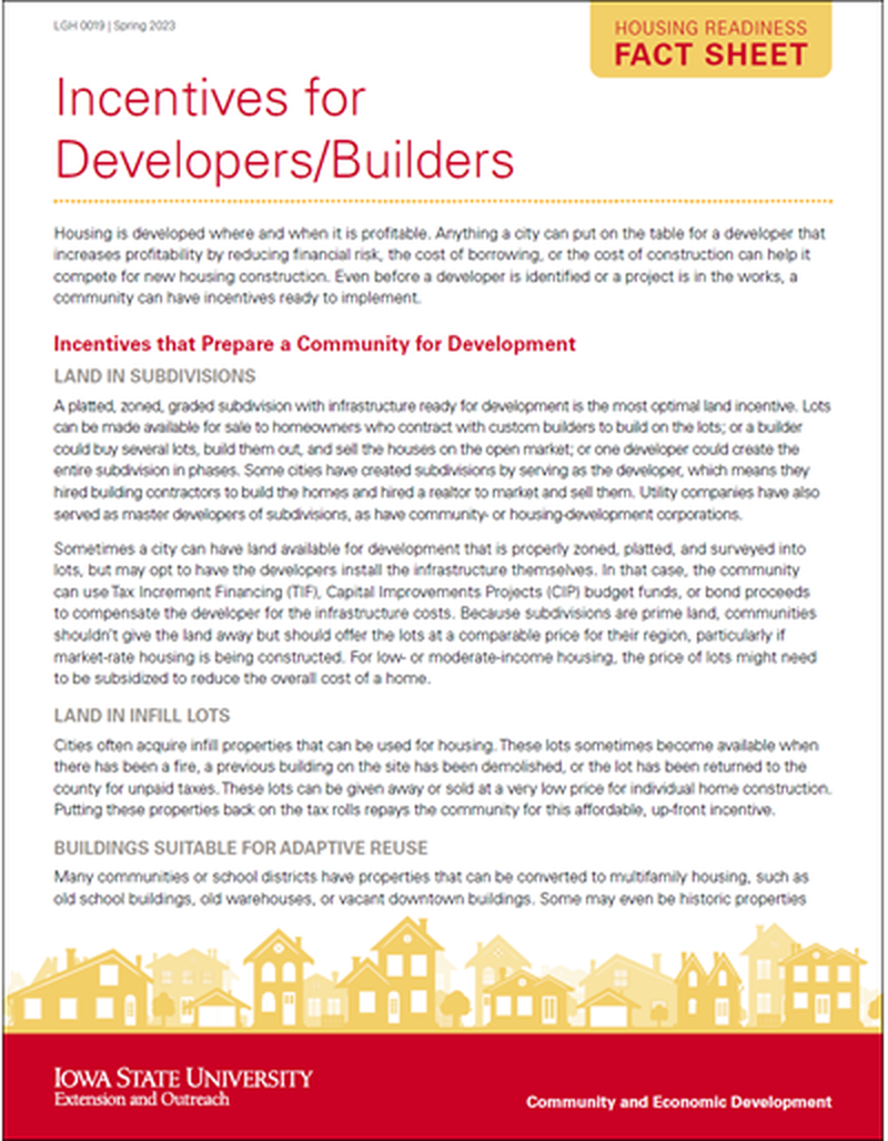 Housing Readiness Fact Sheet: Incentives for Developers/Builders image number 0