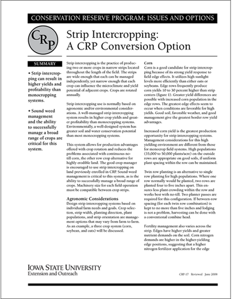 Strip Intercropping: A CRP Conversion Option | Conservation Reserve Program: Issues and Options image number 0