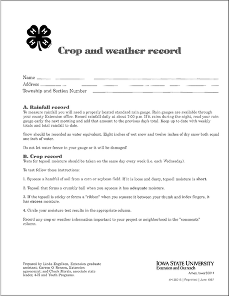 Record Keeping Worksheet Crop and Weather image number 0