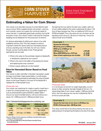 Estimating a Value for Corn Stover