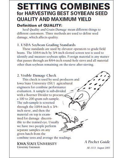 Setting Combines for Harvesting Best Soybean Seed Quality and Maximum Yield