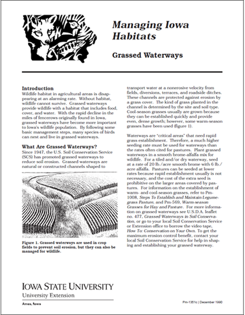 Grassed Waterways - Managing Iowa Habitats image number 1