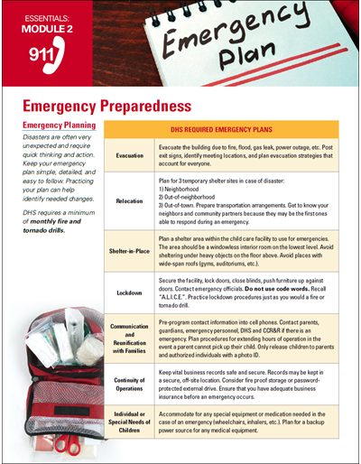 Emergency Preparedness - Essentials Child Care