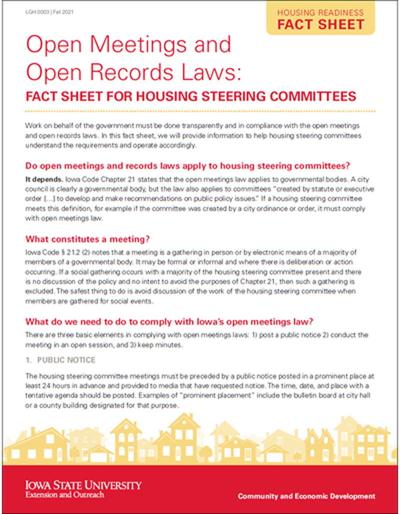 Housing Readiness Fact Sheet: Open Meetings and Open Records Laws image number 0