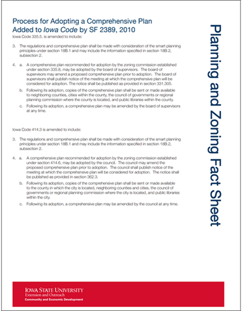 Planning and Zoning - Process for Adopting a Comprehensive Plan Added to Iowa Code by SF 2389, 2010 image number 0