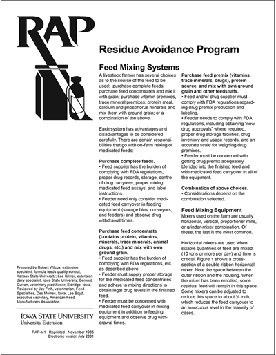 Feed Mixing Systems - RAP (Residue Avoidance Program)