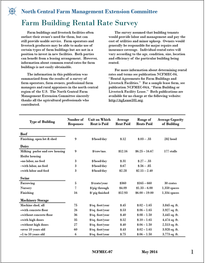 Farm Building Rental Rate Survey