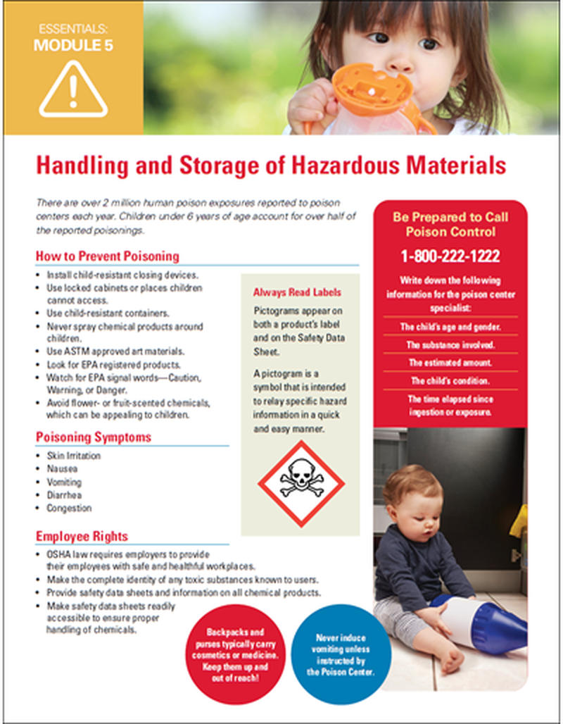Handling and Storage of Hazardous Materials - Essentials Child Care image number 0