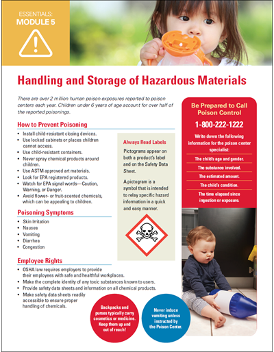 Handling and Storage of Hazardous Materials - Essentials Child Care