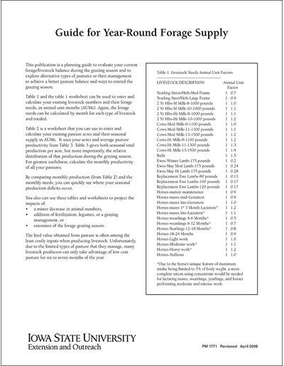 Guide for Year-Round Forage Supply